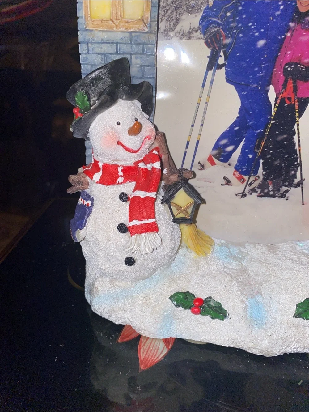 Festive Santa & Snowman Photo Frame - Holiday Home Decor with light (Red, White)